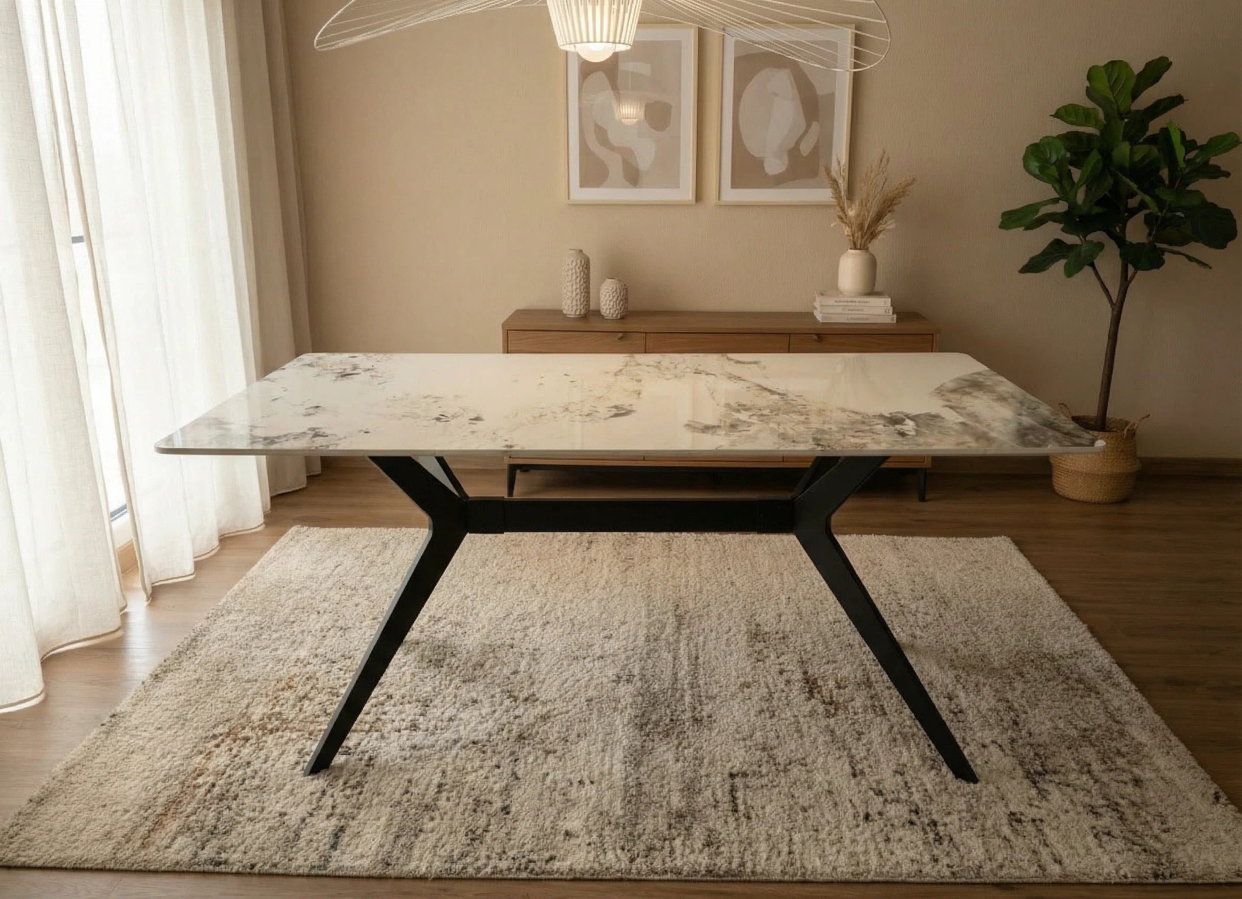 San Diego Marble Top Rectangular Dining Table