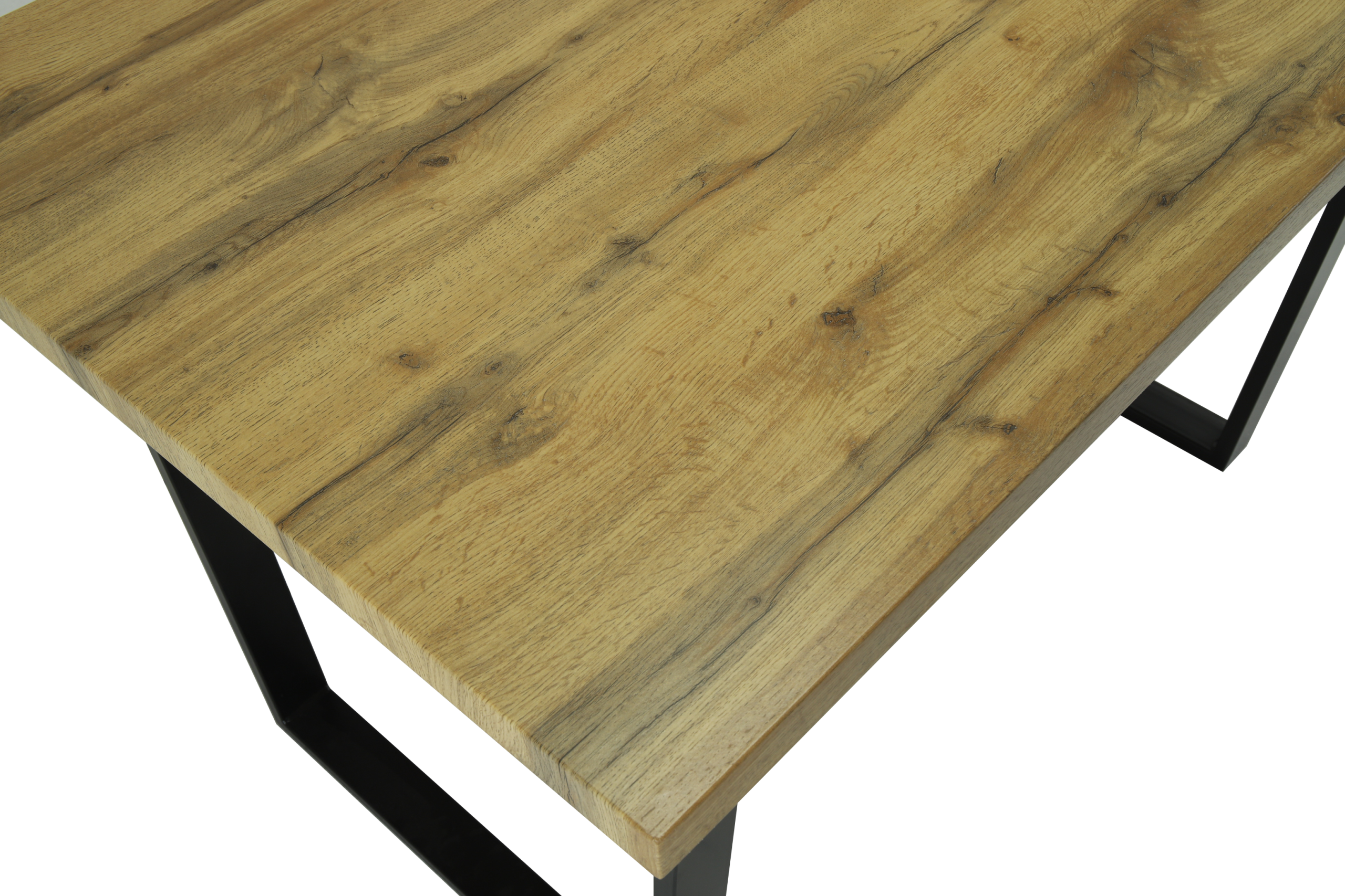 Colorado Oak Dining Table with Industrial Black Legs - Image 6