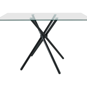 Miami Rectangle Glass Dining Table with starburst black legs