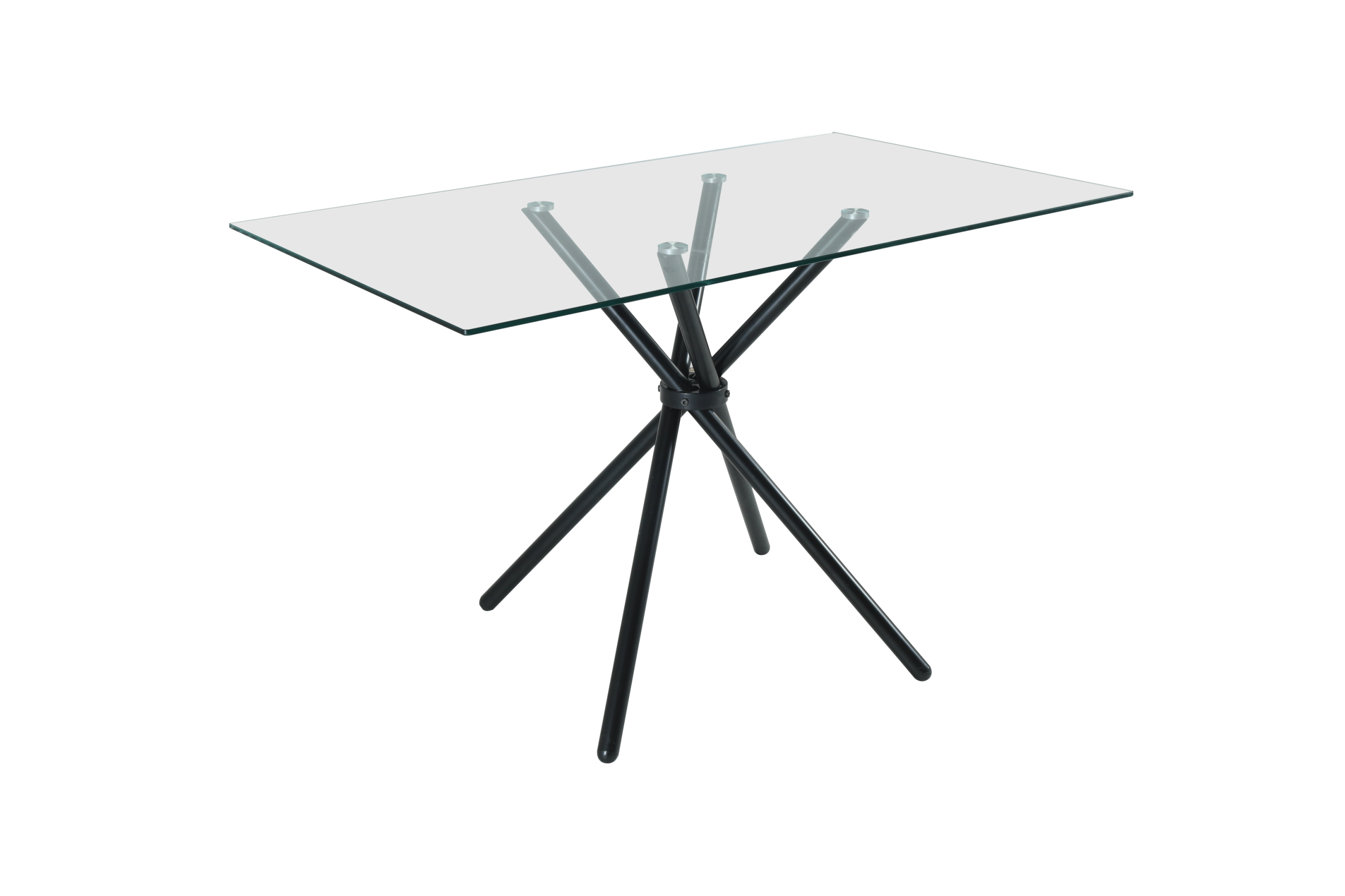 Miami Rectangle Glass Dining Table with starburst black legs - Image 2
