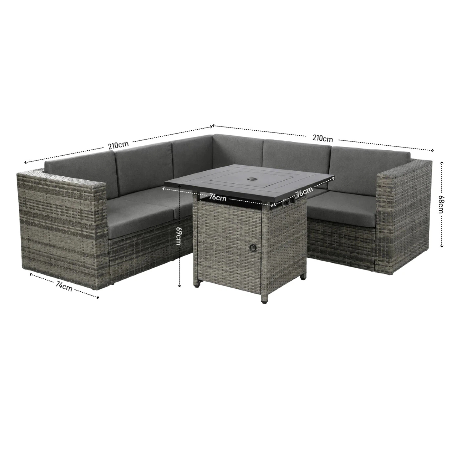 The Haweswater Grey 5-Seat Fire Pit Garden Set - Image 9