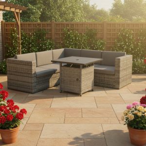 The Haweswater Grey 5-Seat Fire Pit Garden Set