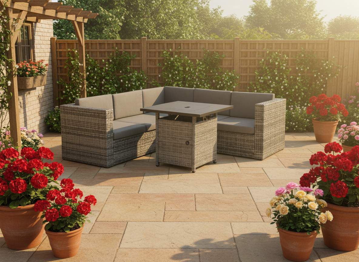 The Haweswater Grey 5-Seat Fire Pit Garden Set