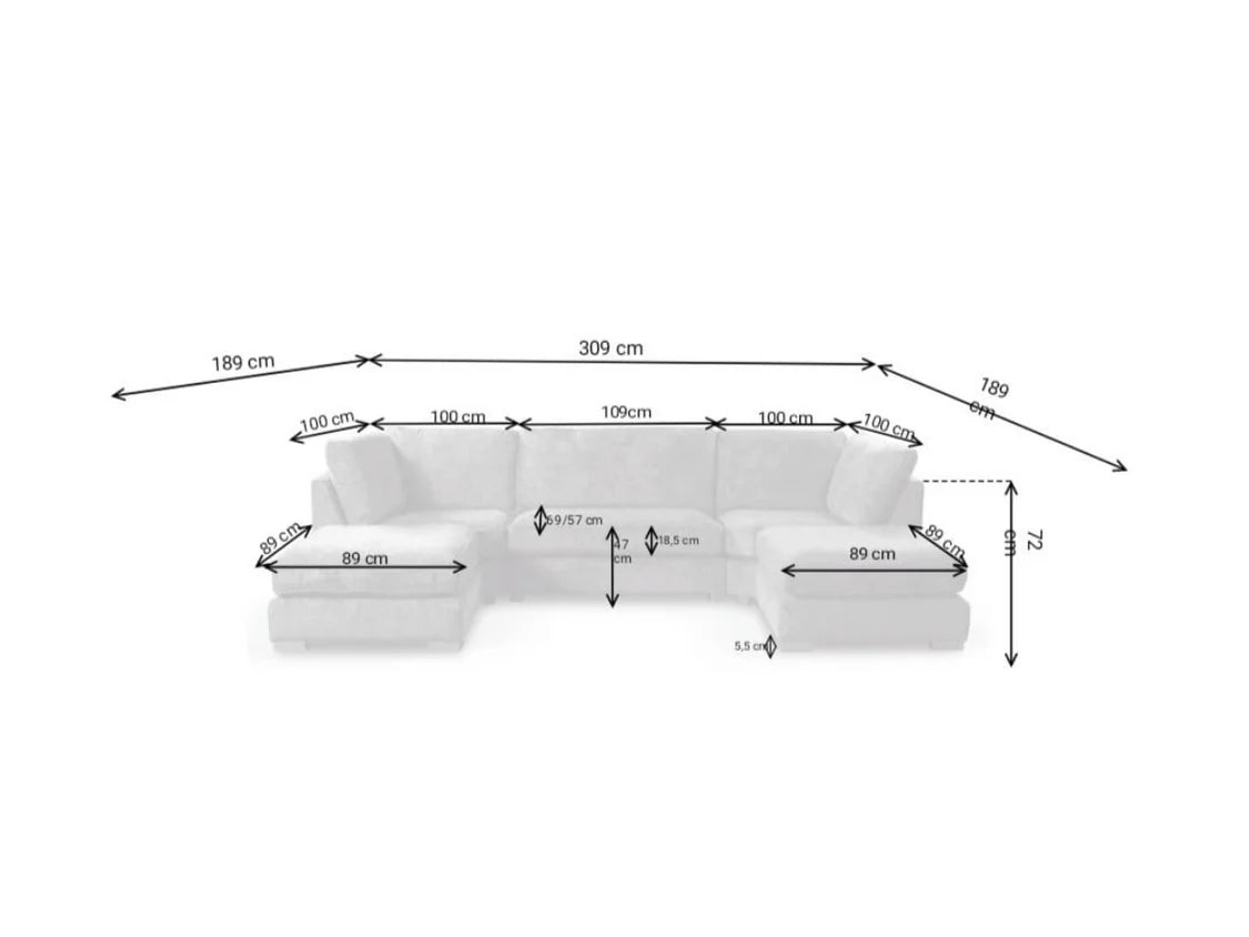 Wentworth U-Shape Sofa - Charcoal Grey - Image 5