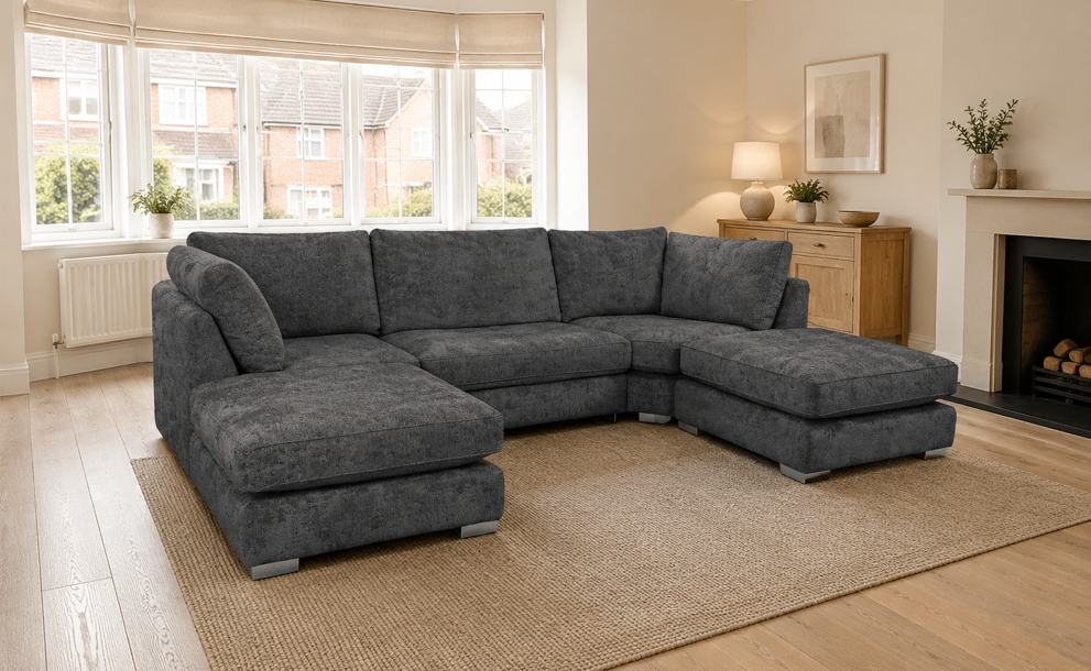 Wentworth U-Shape Sofa - Charcoal Grey
