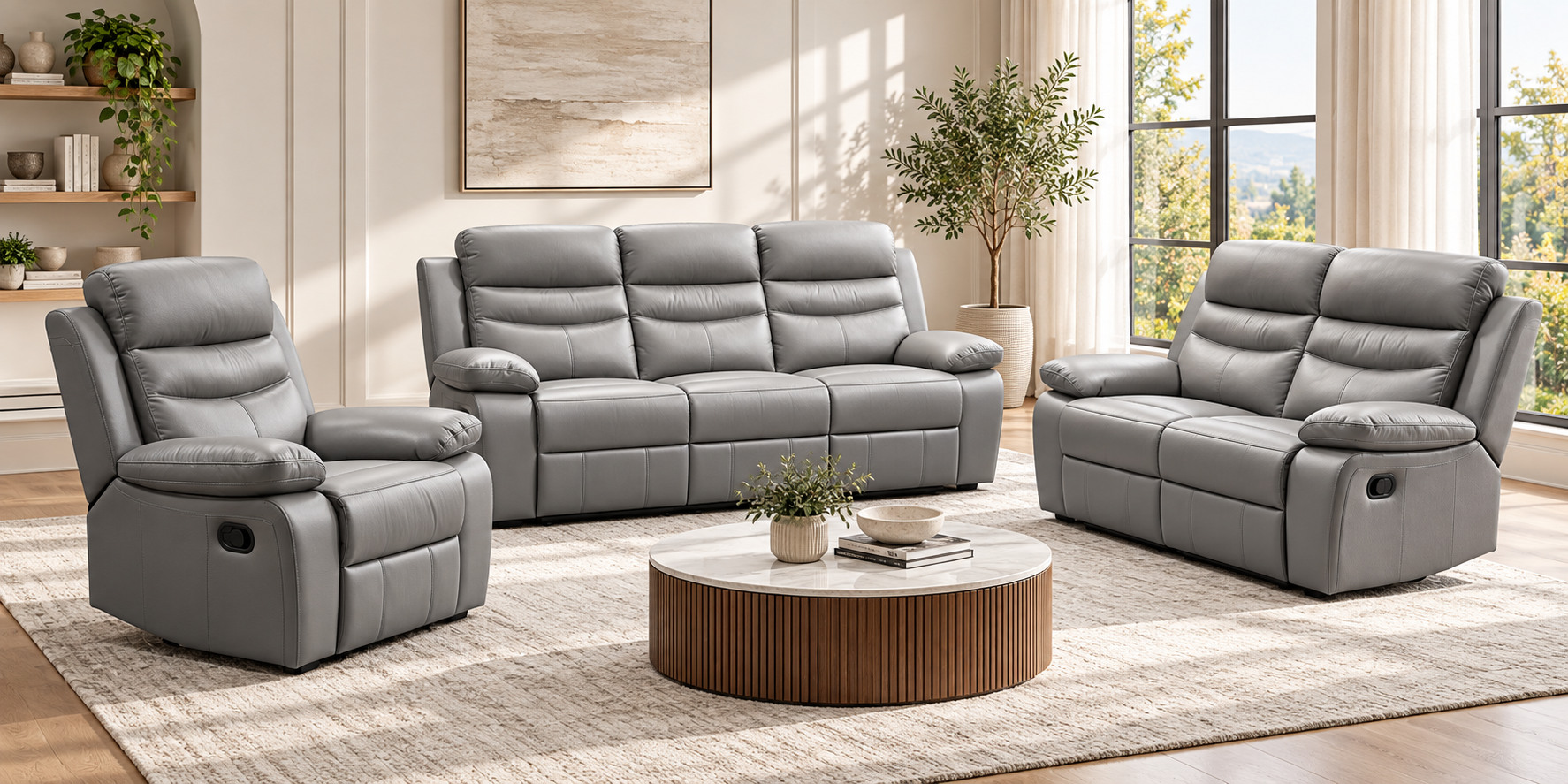 Scalpay Leather Reclining Suite